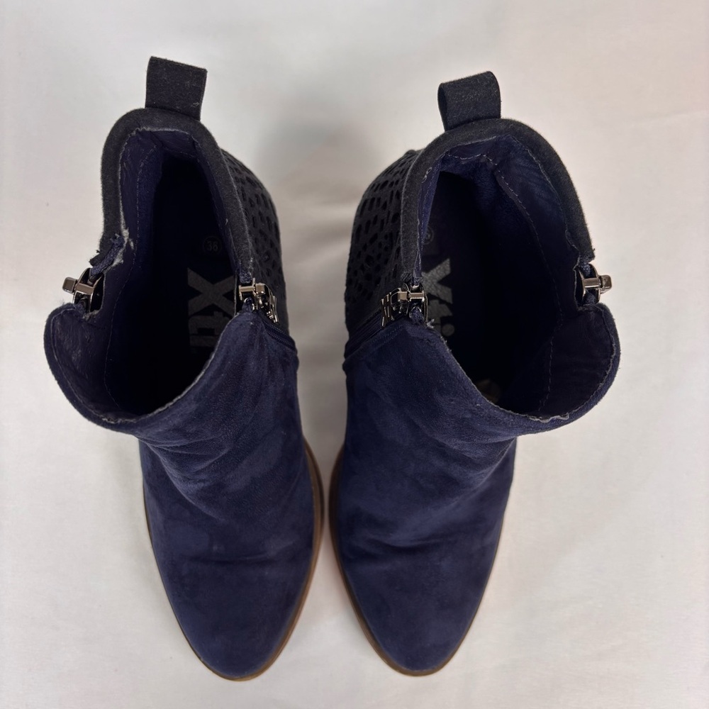 Xti Territory Ankle Boots Suede Chunky Western Casual Booties Blue Sz 36/5.5 - Picture 5 of 15